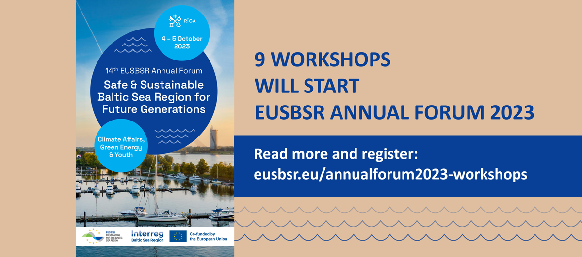 9 workshops to start EUSBSR ANNUAL FORUM 2023 – register!